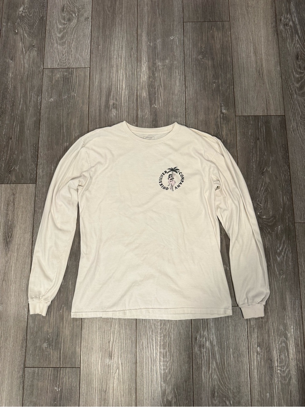 Quiksilver Men's Long Sleeve Tee - Retro Pin Up Girl Style Graphic Size L